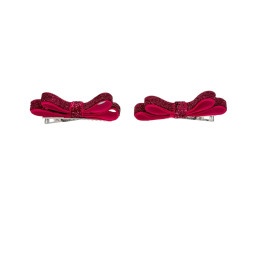 Set of 2 Shiny Ribbon Hair Clips – Fuchsia